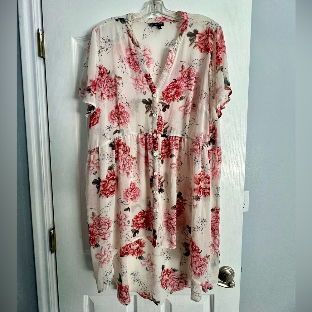Torrid Floral Button-Up Sheer Duster | 3